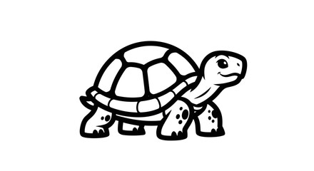 Charming Cartoon Turtle Illustration with Detailed Shell and Friendly Expression.