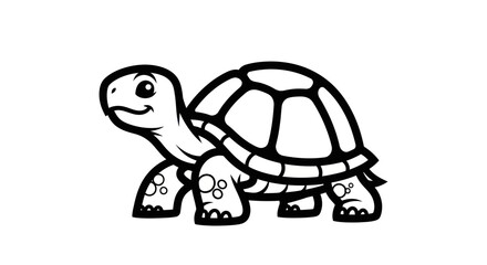 Charming Cartoon Turtle Illustration with Detailed Shell Design.