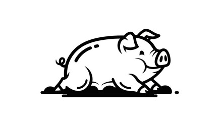Charming Pig Illustration - A Delightful Depiction of Farm Life.