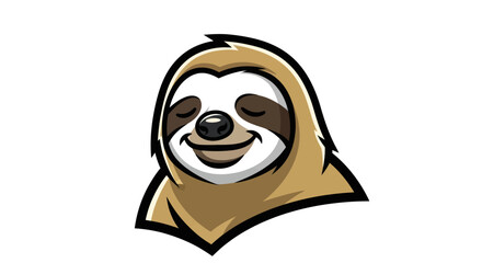 Charming Sloth Mascot Head with a Gentle Smile and Relaxed Expression.