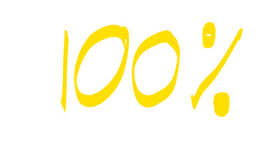 Hand made Handwritten one hundred percent symbol yellow doodle drawing concept for achievement and success Transparent PNG
