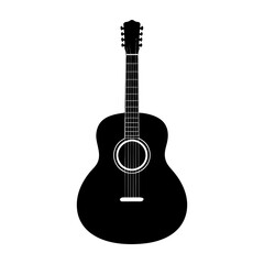 Obraz premium Simple black silhouette of an acoustic guitar