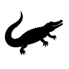 Obraz premium Black silhouette of an alligator with open mouth