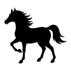 Obraz premium Elegant black silhouette of a horse in motion