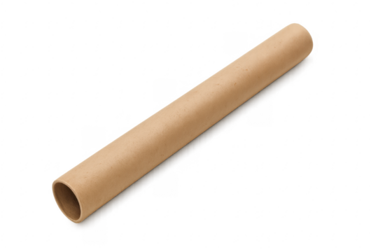 Cardboard mailing tube packaging isolated on transparent background