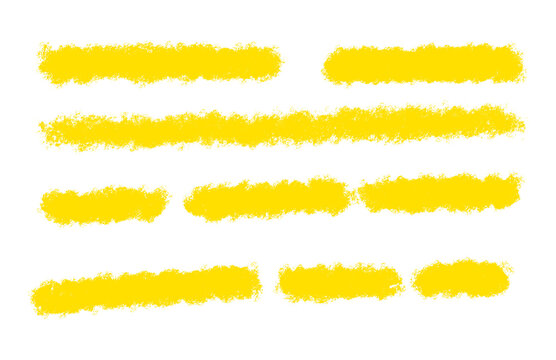 Hand made Set of yellow highlighter strokes vector illustration of marker lines Transparent PNG