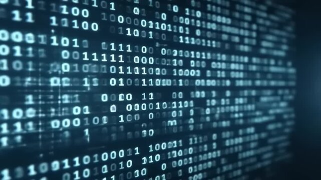 Dynamic stream of binary code creating an immersive digital current, symbolizing vast information flow