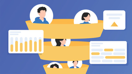 Sales funnel with leads and analytics