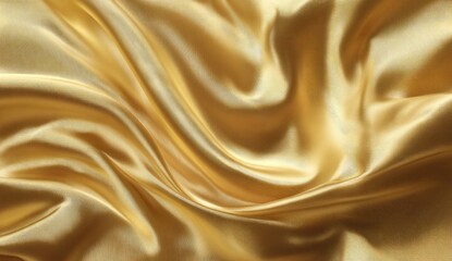 Fototapeta premium Golden silk fabric draped in flowing folds