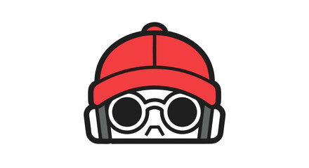 Stylish geeky character wearing a red cap and round glasses for branding and avatars