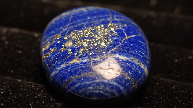Soft light caresses the smooth, polished surface of a lapis lazuli stone.