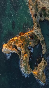  Aerial view of Camilo beach in Lagos, Algarve, Portugal