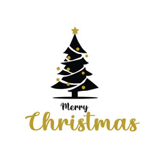 christmas tree with golden ribbon