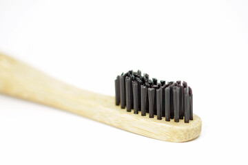 bamboo toothbrush on White backgraund