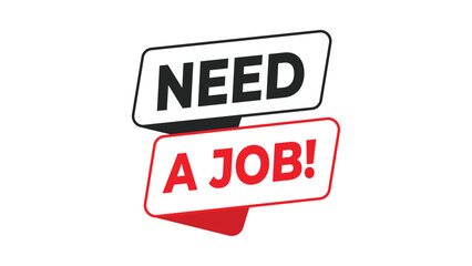 Need a job banner, red and black typography design for employment opportunity, hiring announcement, recruitment, or career search concept poster