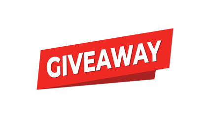 Giveaway banner, red typography design for social media contest, reward program, or promotional marketing campaign in modern communication style