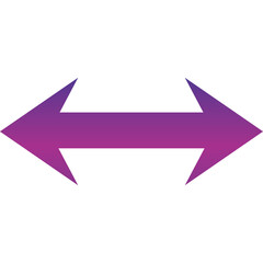 Fototapeta premium Two Way Arrow With Purple Gradient Overlaying Transparent Background Simple Graphic Element for Direction and Choice