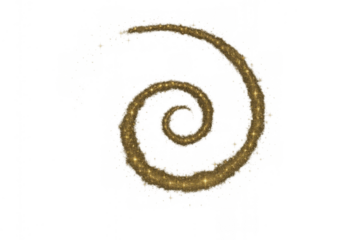 Golden glitter spiral forming a magical vortex, shiny dust creating a sparkling effect on transparent background