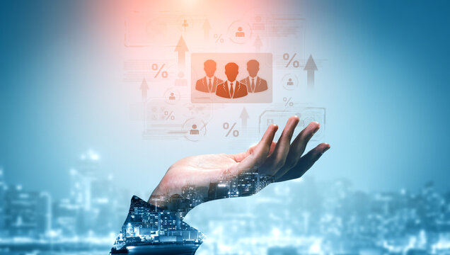 Concept of human resources metrics and workforce analytics. The data shows employee team performance, professional development, and overall business growth and success. Fermion