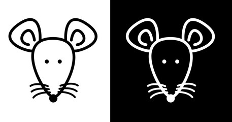 black and white illustration of a mouse