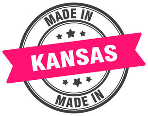 Made in Kansas round sign. Made in Kansas stamp.