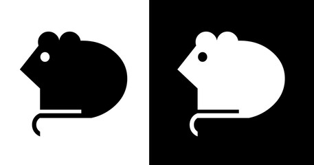 black and white illustration of a mouse