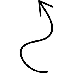 Simple Black Curved Arrow Pointing Upward on Transparent Background
