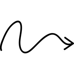 Simple Black Curved Arrow Shape With Transparent Background And White Outline Representing Direction And Movement