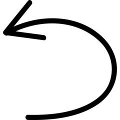 Simple Black Hand Drawn Curved Arrow Pointing Left Against Transparent Background Indicating Direction Or Action