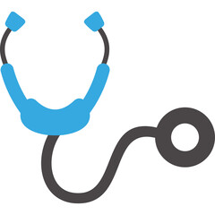 Simple Blue and Gray Stethoscope Medical Icon Isolated on Transparent Background Professional Healthcare Tool for Diagnostics and Listening to Body Sounds