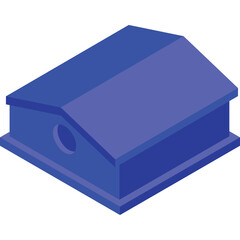 Simple Blue Isometric Building With Oval Window Detailed Vector Illustration No Background Isolated Element
