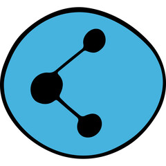Simple Blue Circle With Black Branching Dots Icon Minimalist Abstract Design