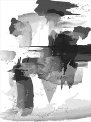 Black and white Abstract art painting
