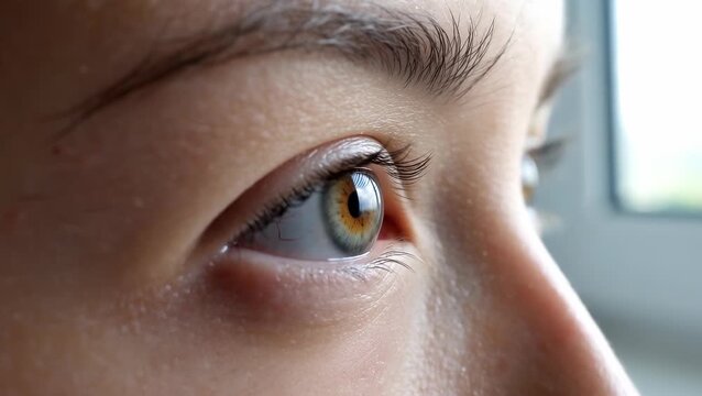 Close-Up of a Young Girl's Eye with Unique Brown and Green Iris