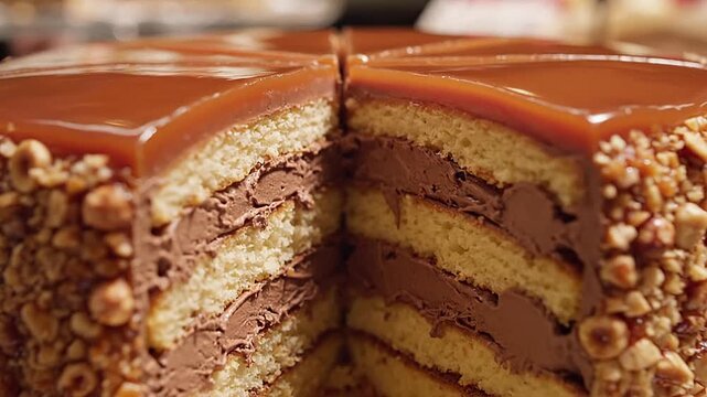 The delicate, thin layers of a Hungarian dobos torte with its hard caramel top.