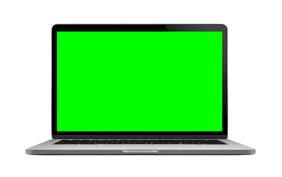Modern laptop with vibrant green screen, perfect for creative projects and digital content creation