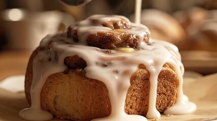 The sticky, sweet glaze on a freshly baked cinnamon roll. - Powered by Adobe
