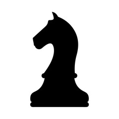 The dark knight piece of a chess set represented in black color