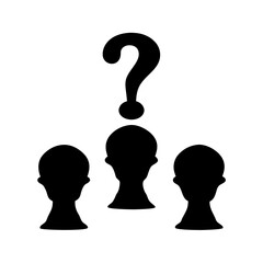Collective Indecision Three Silhouetted Heads Under a Question Mark Represents Dilemma