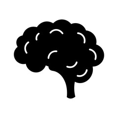 Stylized Black Silhouette of a Human Brain Depicting Intellect and Neuroscience