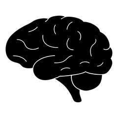 Simplified black and white brain illustration showcasing neural networks and intellect