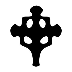 Stylized Black and White Cross Design with Organic Shapes and Symmetry