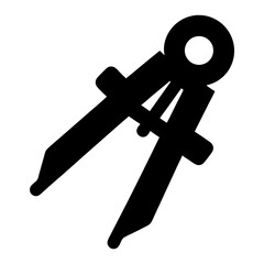 Simple Black Silhouette of a Drawing Compass for Geometry and Design Work
