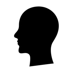 Black silhouette of a human head in profile showcasing the outline
