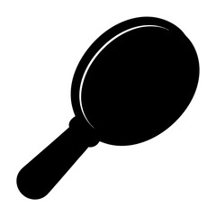 Simple minimalist silhouette illustration of a handheld vanity mirror in black