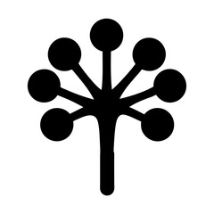 Abstract black tree or shrub with many berries or fruits on branches