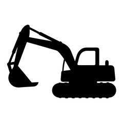 Detailed silhouette of an excavator, a heavy machinery construction vehicle