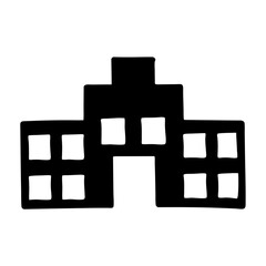 Fototapeta premium Stylized silhouette of a three story building with visible square windows
