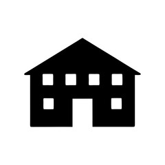 Stylized Silhouette of a TwoStory House with Six Windows and a Door