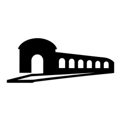 Naklejka premium Abstract black and white rendering of building with arches and dome